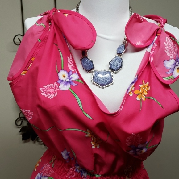 ❤ 3/$30 Rainbow paradise summer dress. Size lrg - Picture 2 of 5